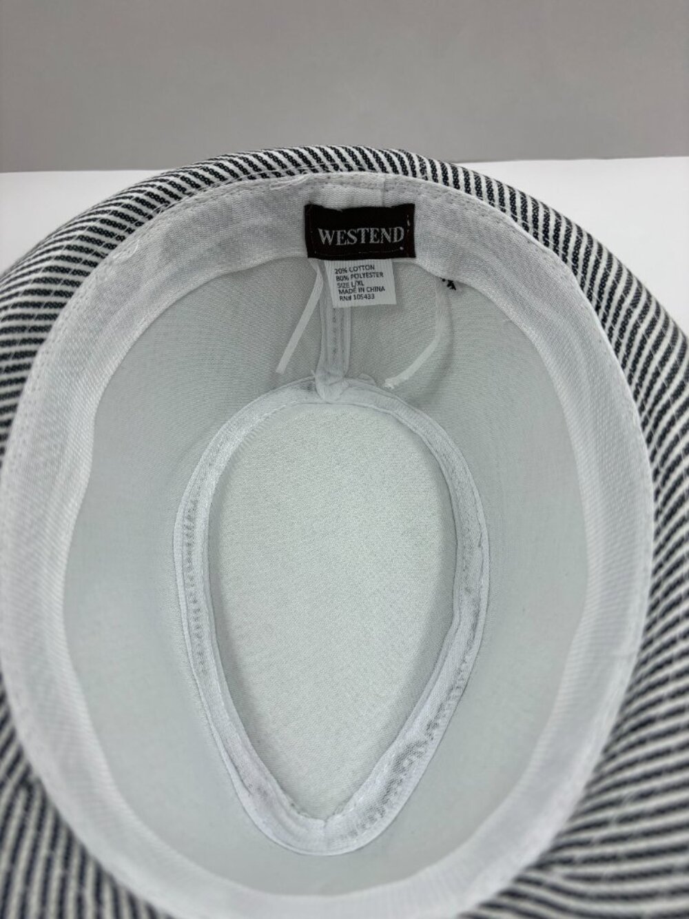 Fedora Trilby Hat - Summer Straw Striped Black & White- All Genders - L/XL- NWT - Picture 7 of 7